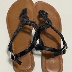 Merona Black Braided Thong Sandals 7 1/2